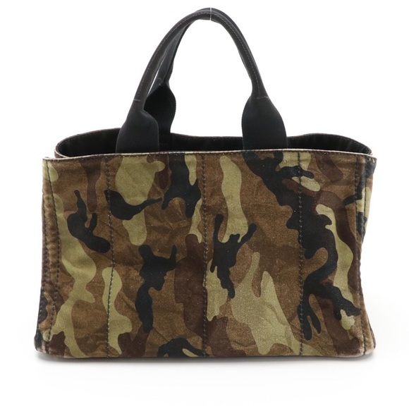 Prada Large Camo Canvas Top Handle Canapa Denim Tote Bag - GUC - Picture 3 of 8